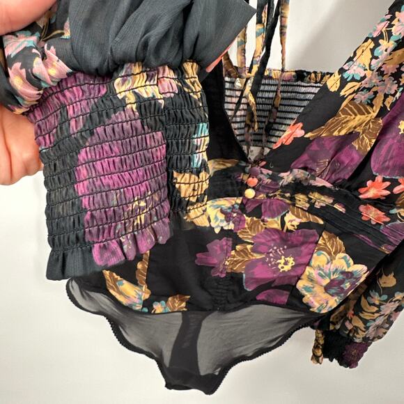 FREE PEOPLE NWT Wanderlust Bodysuit in Black Combo // S - Picture 6 of 13
